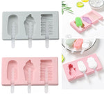 Khuôn làm kem que tự làm bằng silicone hình hoạt hình có nắp, giao màu ngẫu nhiên, hình chim gõ kiến trái cây, kem, người tuyết, hà mã, thỏ