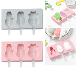 Khuôn làm kem que tự làm bằng silicone hình hoạt hình có nắp, giao màu ngẫu nhiên, hình chim gõ kiến trái cây, kem, người tuyết, hà mã, thỏ