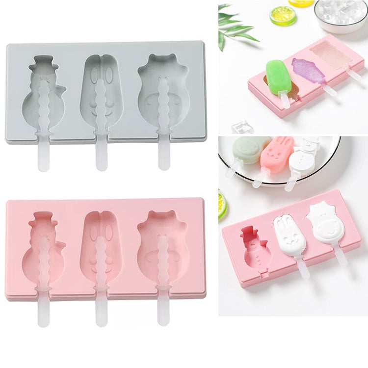 Khuôn làm kem que tự làm bằng silicone hình hoạt hình có nắp, giao màu ngẫu nhiên, hình chim gõ kiến trái cây, kem, người tuyết, hà mã, thỏ