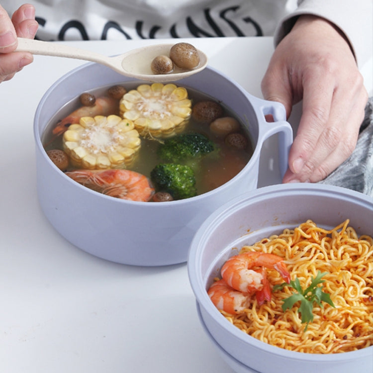 Bộ dao kéo bát mì ăn liền 6 trong 1 cho học sinh làm từ sợi tre, màu be, đen, hồng, xanh dương