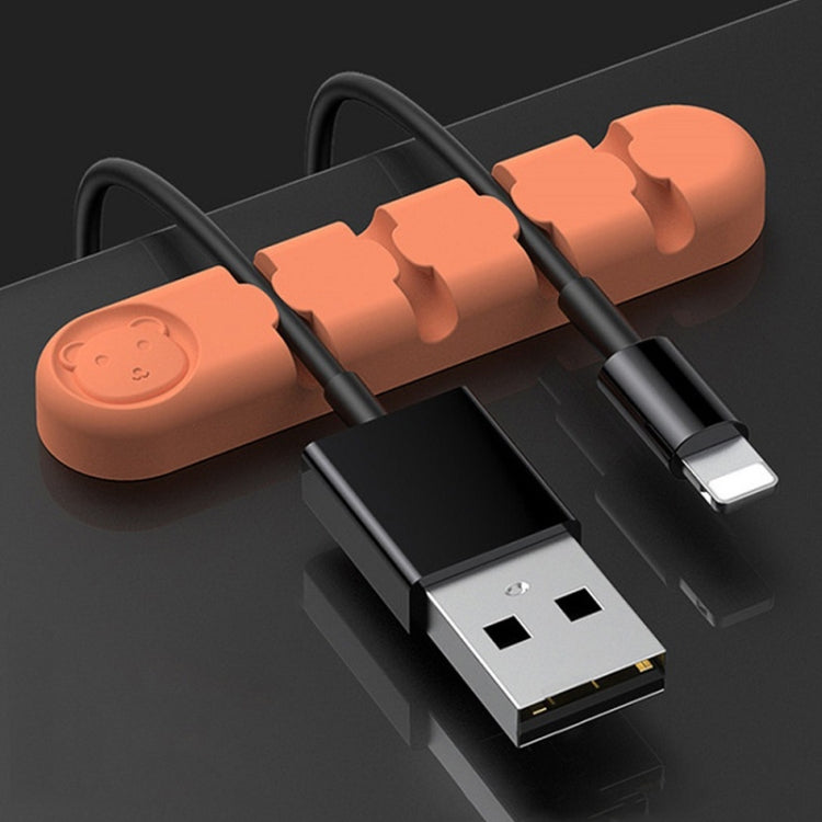 5 cái thiết bị tổ chức và cố định dây cáp dữ liệu để bàn silicone hình gấu 4 lỗ, 4 lỗ