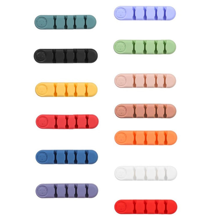 5 cái thiết bị tổ chức và cố định dây cáp dữ liệu để bàn silicone hình gấu 4 lỗ, 4 lỗ