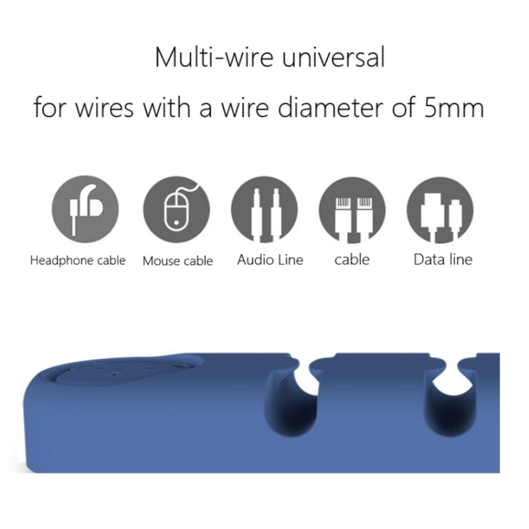 5 cái thiết bị tổ chức và cố định dây cáp dữ liệu để bàn silicone hình gấu 4 lỗ, 4 lỗ