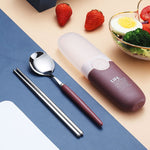 Bộ dao kéo 2 trong 1 đơn giản cho trẻ em và học sinh, bằng inox 304 di động gồm thìa và đũa