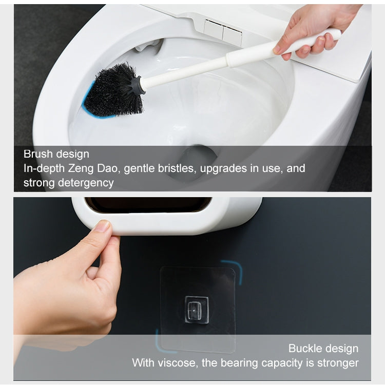 Bàn chải vệ sinh nhà vệ sinh gắn tường đơn giản không cần đục lỗ, màu trắng, đen