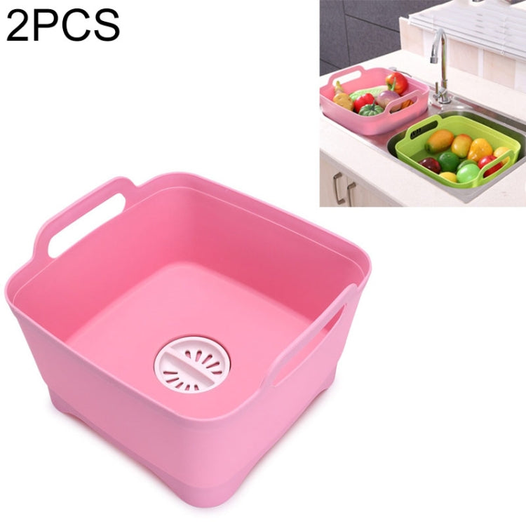 2 chiếc giỏ nhựa rửa rau đa năng cho bồn rửa di động, giỏ thoát nước lưu trữ trái cây và rau củ, màu hồng, tím, xanh lá, xanh dương, trắng, xám đậm, xanh đậm