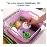 2 chiếc giỏ nhựa rửa rau đa năng cho bồn rửa di động, giỏ thoát nước lưu trữ trái cây và rau củ, màu hồng, tím, xanh lá, xanh dương, trắng, xám đậm, xanh đậm