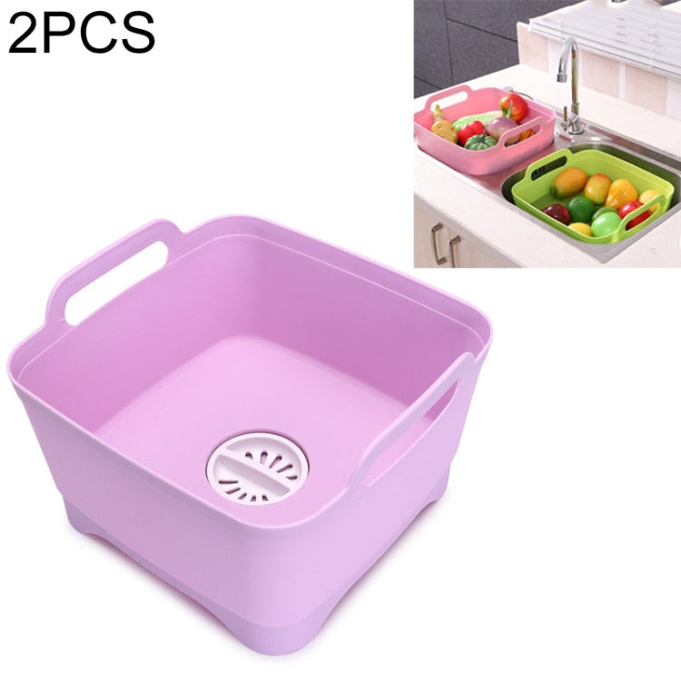 2 chiếc giỏ nhựa rửa rau đa năng cho bồn rửa di động, giỏ thoát nước lưu trữ trái cây và rau củ, màu hồng, tím, xanh lá, xanh dương, trắng, xám đậm, xanh đậm