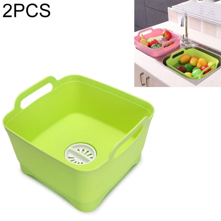 2 chiếc giỏ nhựa rửa rau đa năng cho bồn rửa di động, giỏ thoát nước lưu trữ trái cây và rau củ, màu hồng, tím, xanh lá, xanh dương, trắng, xám đậm, xanh đậm