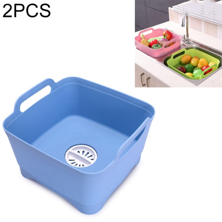 2 chiếc giỏ nhựa rửa rau đa năng cho bồn rửa di động, giỏ thoát nước lưu trữ trái cây và rau củ, màu hồng, tím, xanh lá, xanh dương, trắng, xám đậm, xanh đậm