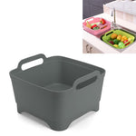 2 chiếc giỏ nhựa rửa rau đa năng cho bồn rửa di động, giỏ thoát nước lưu trữ trái cây và rau củ, màu hồng, tím, xanh lá, xanh dương, trắng, xám đậm, xanh đậm