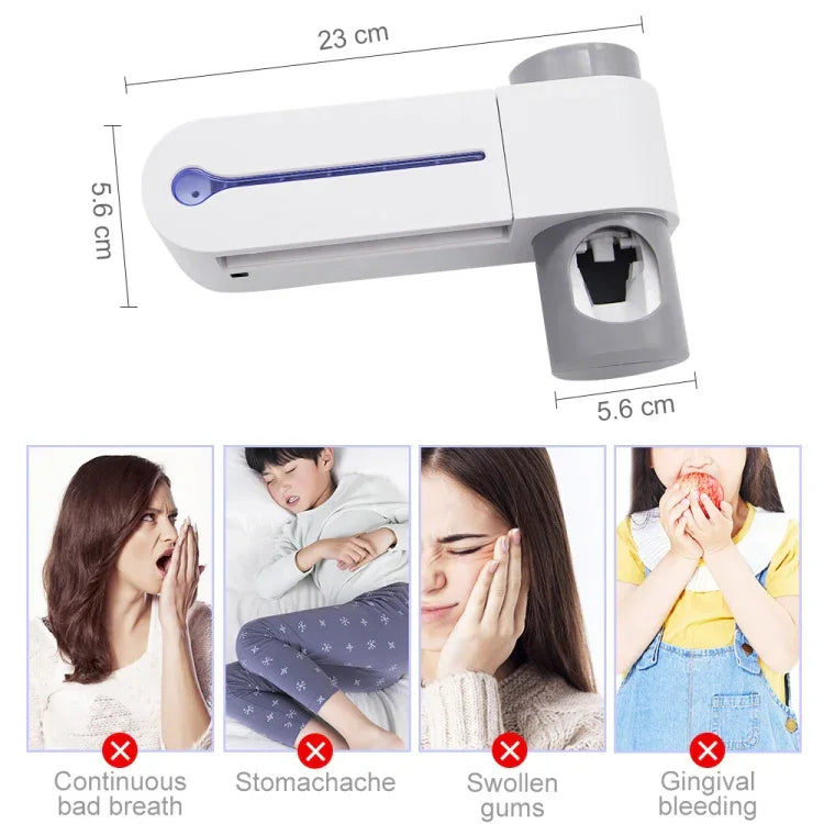 Giá đỡ bàn chải đánh răng điện tử khử trùng tia cực tím gắn tường không cần khoan, phích cắm Mỹ, Anh, EU, sạc USB