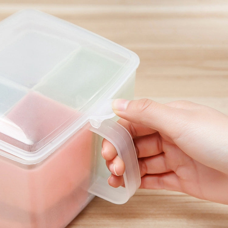 Hộp đựng gia vị ba ngăn kết hợp tách biệt dùng trong bếp gia đình, có muỗng, hình tròn