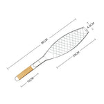 Kẹp lưới nướng cá đơn bằng gỗ mạ chrome, kẹp cá nướng ngoài trời, dụng cụ nướng BBQ