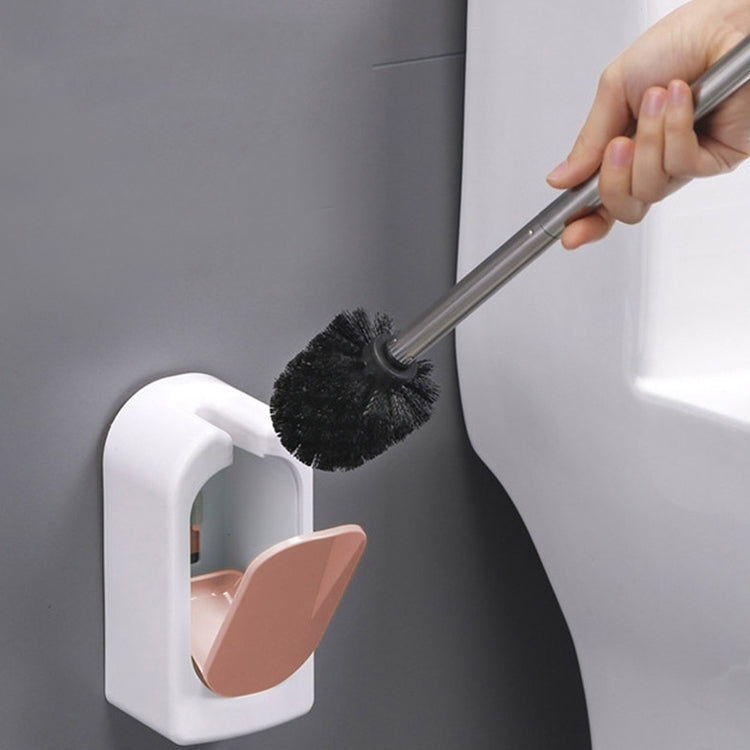 Bộ bàn chải nhà vệ sinh gắn tường với lông mềm và cán dài không góc chết, màu hồng, xanh dương, xanh lá, xám