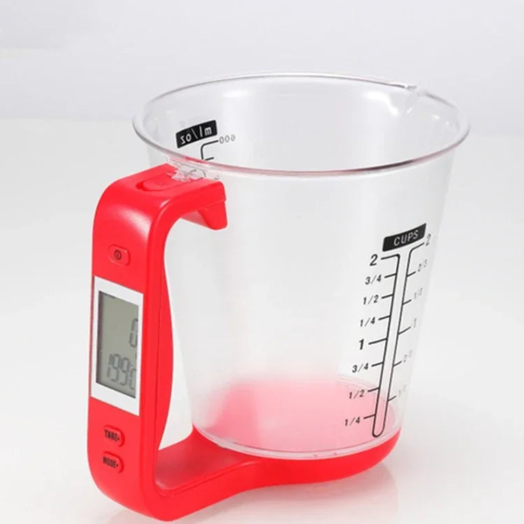 Cân điện tử nhà bếp 1000g / 1g, Cốc đo điện tử, Dụng cụ đo nướng DIY, Màu đỏ, Đen