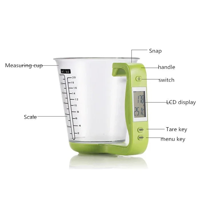 Cân điện tử nhà bếp 1000g / 1g, Cốc đo điện tử, Dụng cụ đo nướng DIY, Màu đỏ, Đen