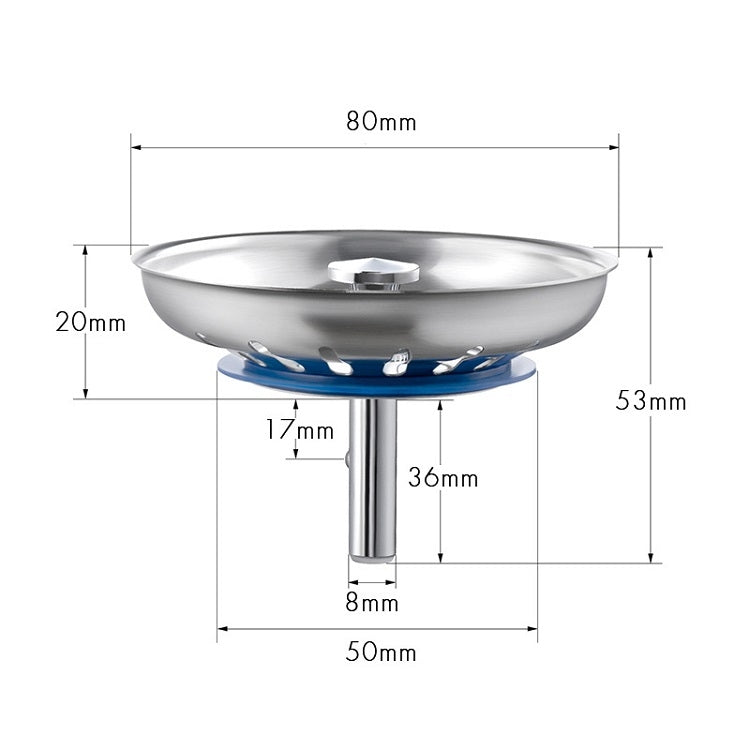 Nắp lọc bồn rửa bằng thép không gỉ 304, nắp lọc sáng bóng