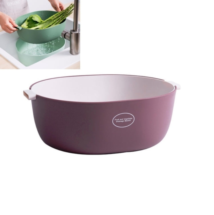 Rổ đựng rau củ đôi và rổ đựng trái cây bằng nhựa cho nhà bếp, hình chữ U màu xanh nhạt, hình chữ U màu đỏ đậm, hình chữ U màu xám nhạt, hình chữ O màu xanh nhạt, hình chữ O màu đỏ đậm