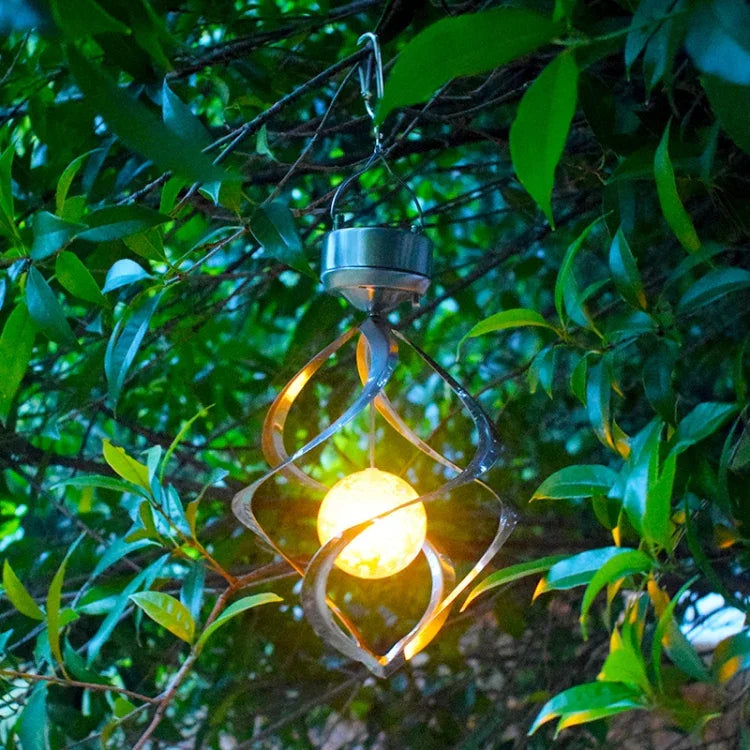 Đèn chuông gió năng lượng mặt trời ngoài trời chống nước, đèn trang trí treo vườn, quả bóng nhỏ
