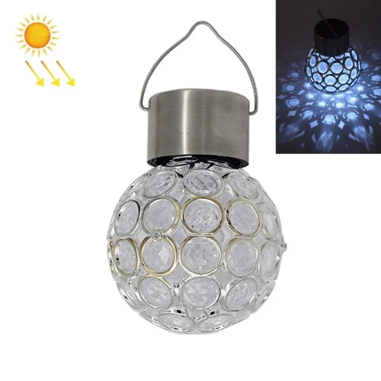 2 chiếc đèn treo quả cầu rỗng năng lượng mặt trời trang trí sân vườn, 2 quả cầu rỗng màu trắng, 2 quả cầu rỗng nhiều màu