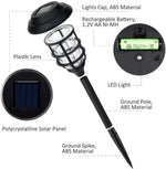 2 chiếc đèn cỏ sọc năng lượng mặt trời LED ngoài trời chống nước cho sân vườn công viên
