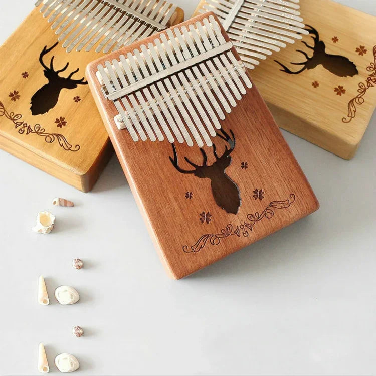 Đàn Kalimba 17 âm di động, đàn ngón tay, Gỗ gụ-Hươu cổ điển, Tre-Hươu cổ điển, Gỗ gụ-Thần Mặt Trời, Gỗ gụ-Sao sáu cánh, Gỗ gụ-Xanh (Hươu cổ điển), Gỗ thông-Hươu cổ điển, Trắng-Hươu cổ điển, Keo-Hươu cổ điển, Tre Nan-Thần Mặt Trời