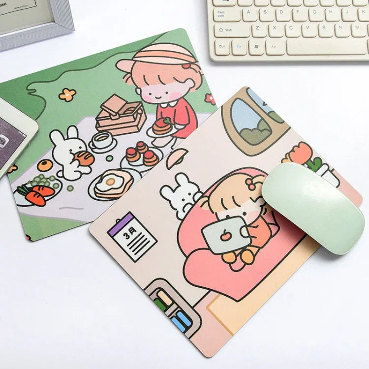 5 miếng lót chuột sinh động dễ thương hình thỏ cho laptop học sinh, sofa, trốn tìm, ngủ, ăn