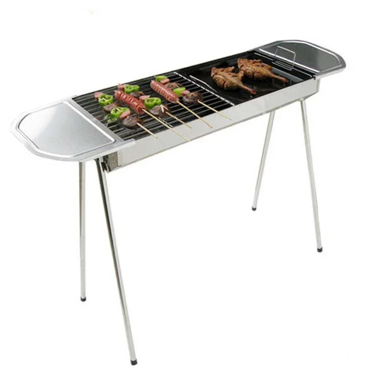 Bếp nướng BBQ HZ-003 ngoài trời Bếp than thép không gỉ di động Gia đình Giá nướng than, M, L