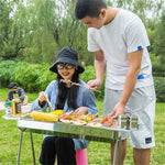 Bếp nướng BBQ HZ-003 ngoài trời Bếp than thép không gỉ di động Gia đình Giá nướng than, M, L