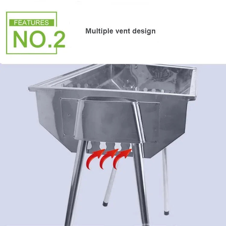 Bếp nướng BBQ HZ-003 ngoài trời Bếp than thép không gỉ di động Gia đình Giá nướng than, M, L