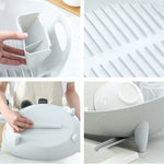 Giá để chén đĩa đa chức năng, giá để dụng cụ nhà bếp, màu trắng, xám