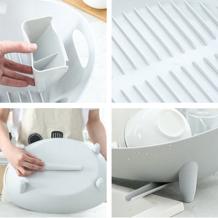 Giá để chén đĩa đa chức năng, giá để dụng cụ nhà bếp, màu trắng, xám