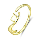 Nhẫn bạc Sterling hình mèo nghịch ngợm thời trang nhẫn hở, SCR220-B, SCR220