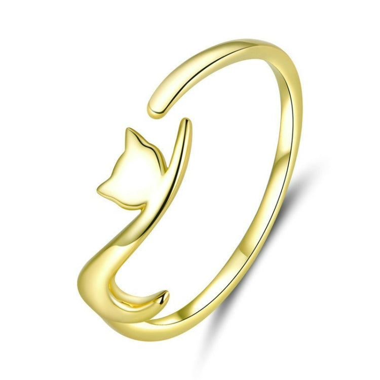 Nhẫn bạc Sterling hình mèo nghịch ngợm thời trang nhẫn hở, SCR220-B, SCR220