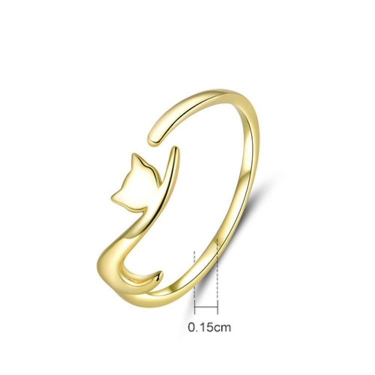 Nhẫn bạc Sterling hình mèo nghịch ngợm thời trang nhẫn hở, SCR220-B, SCR220
