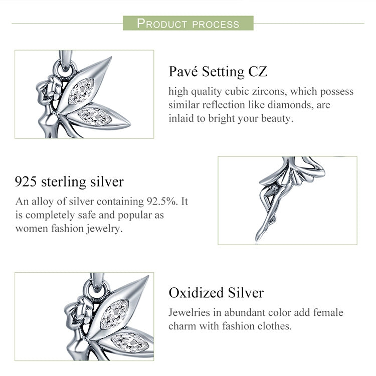 Mặt dây chuyền bạc 925 Sterling hình tiên hoa hoa rủ nữ trang sức DIY vòng tay dây chuyền phụ kiện, SCC359