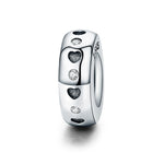 Phụ kiện vòng tay DIY hạt bạc 925 Sterling hình trái tim chạm khắc nữ