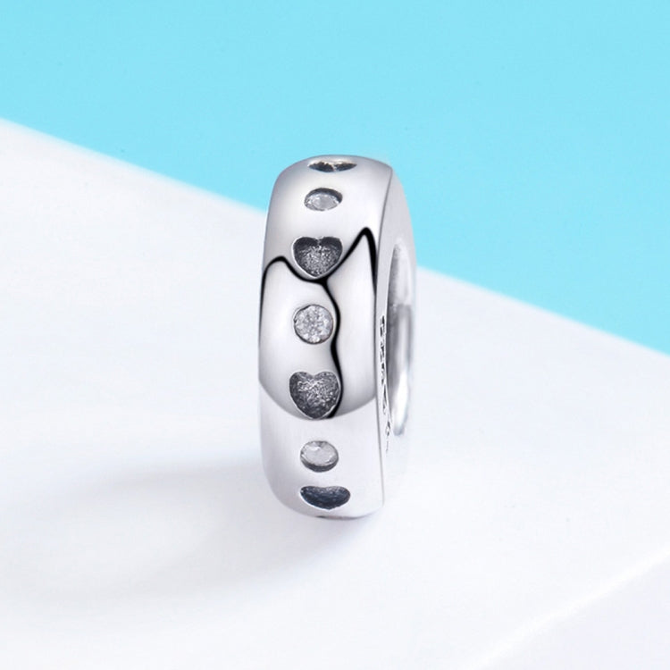 Phụ kiện vòng tay DIY hạt bạc 925 Sterling hình trái tim chạm khắc nữ