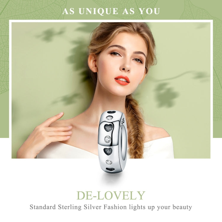 Phụ kiện vòng tay DIY hạt bạc 925 Sterling hình trái tim chạm khắc nữ