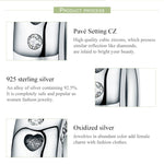 Phụ kiện vòng tay DIY hạt bạc 925 Sterling hình trái tim chạm khắc nữ