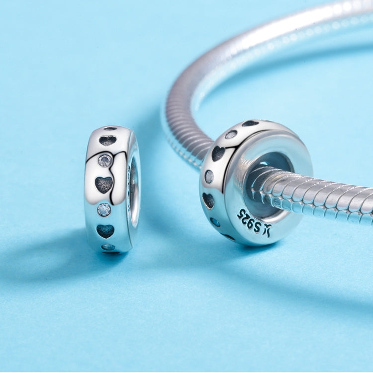 Phụ kiện vòng tay DIY hạt bạc 925 Sterling hình trái tim chạm khắc nữ