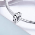 Phụ kiện vòng tay DIY hạt bạc 925 Sterling hình trái tim chạm khắc nữ