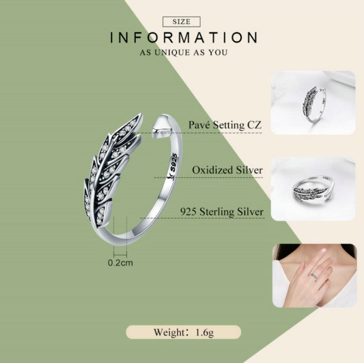 Nhẫn nữ bạc S925 mở hình lá