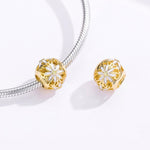 Hạt bạc Sterling 925 hoa cúc vàng rỗng phụ kiện vòng tay tự làm, SCC1216