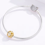 Hạt bạc Sterling 925 hoa cúc vàng rỗng phụ kiện vòng tay tự làm, SCC1216