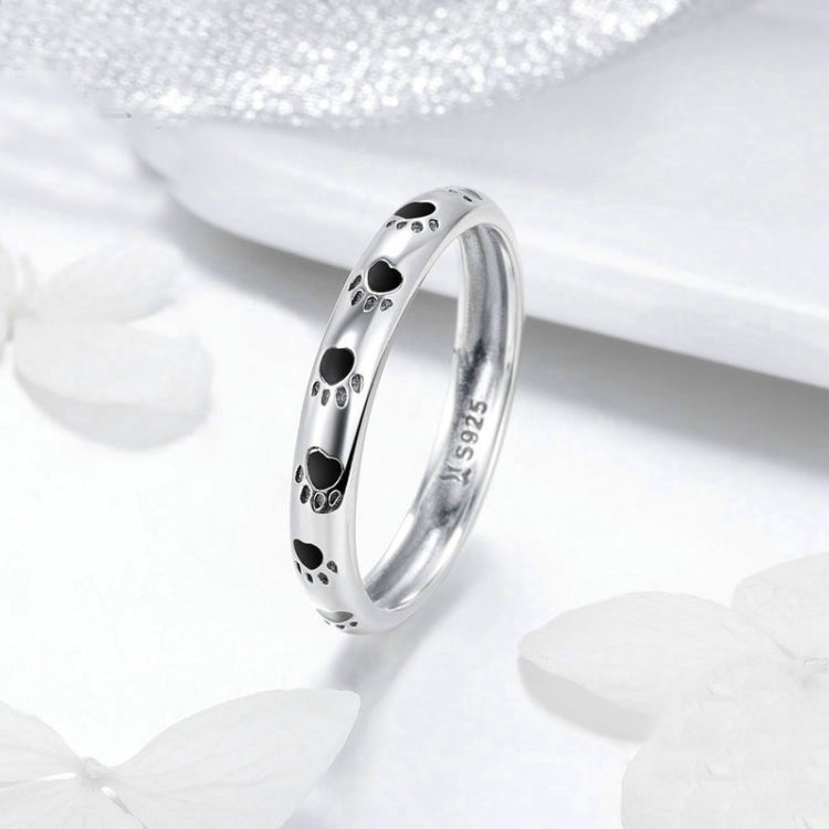 Pet Footprint Ring S925 Sterling Silver Oil Drop Ring, 5, 6, 7, 8, 9