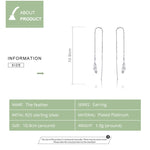 Bông tai dài hình lông vũ bằng bạc sterling mạ bạch kim đơn giản cho nữ, SCE786