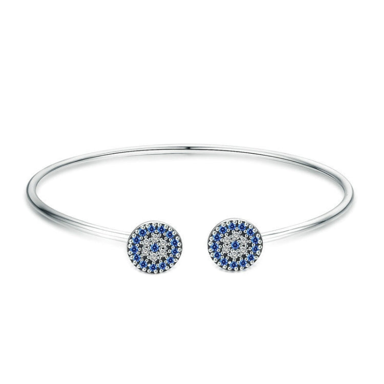 Vòng tay bạc sterling S925 đính zircon mắt xanh sáng, SCB058