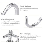 Nhẫn bạc sterling 925 mặt phẳng đính zircon mở mạ vàng trắng, SCR623